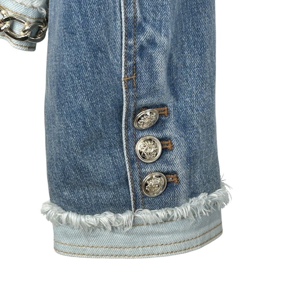 Alice +‎ Olivia Landon Cropped Denim Jacket Large Y2k NYE Designer Party NWT - Picture 7 of 16